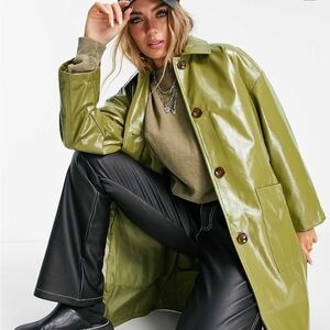 olive green trench coat